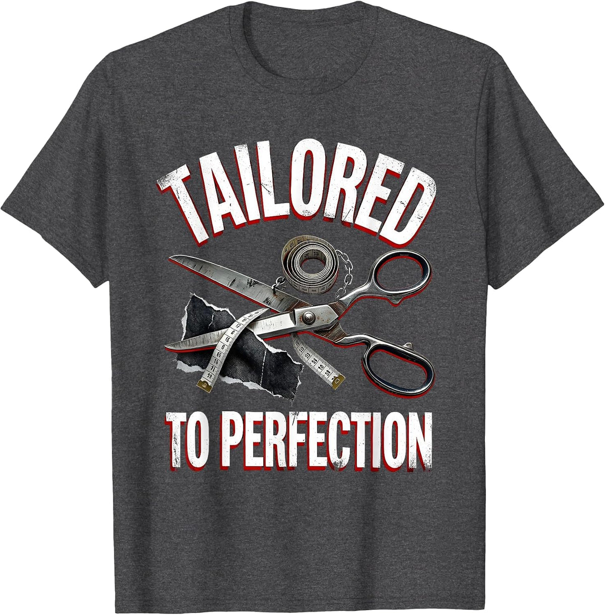 Tailored To Perfection Elegant Style Design T-Shirt - Dark Heather Grey
