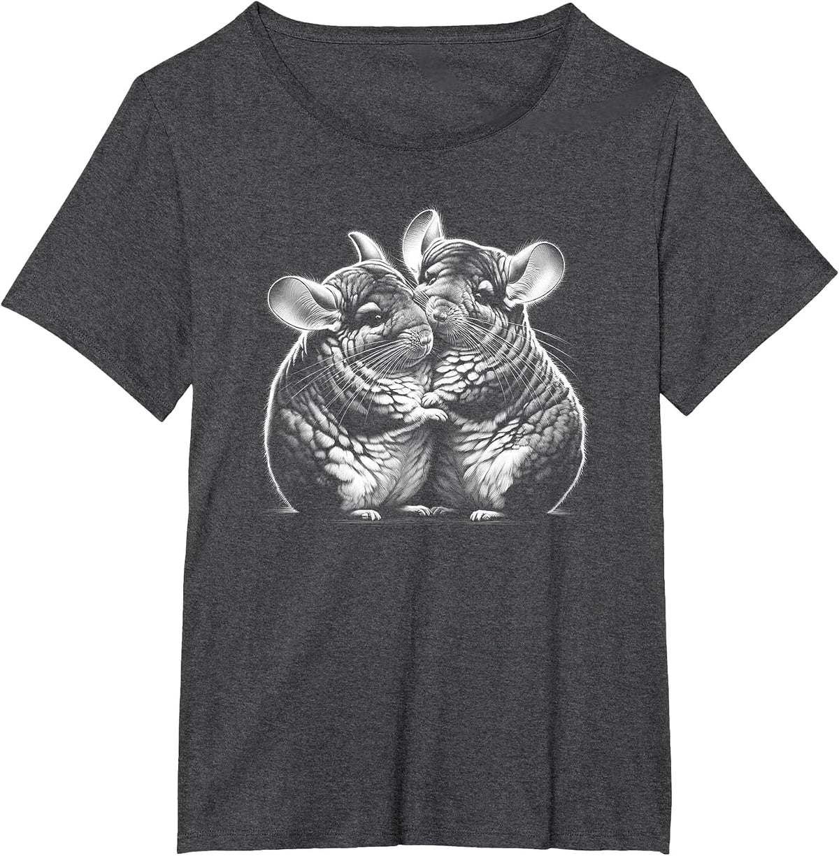 Two Cute Chinchillas Cuddling as a Symbol of Love T-Shirt - Dark Heather Grey