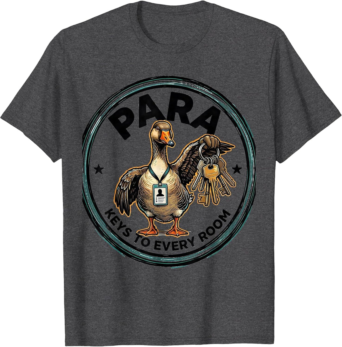 Para Keys To Every Room Funny Paraprofessional SPED Teacher T-Shirt - Dark Heather Grey
