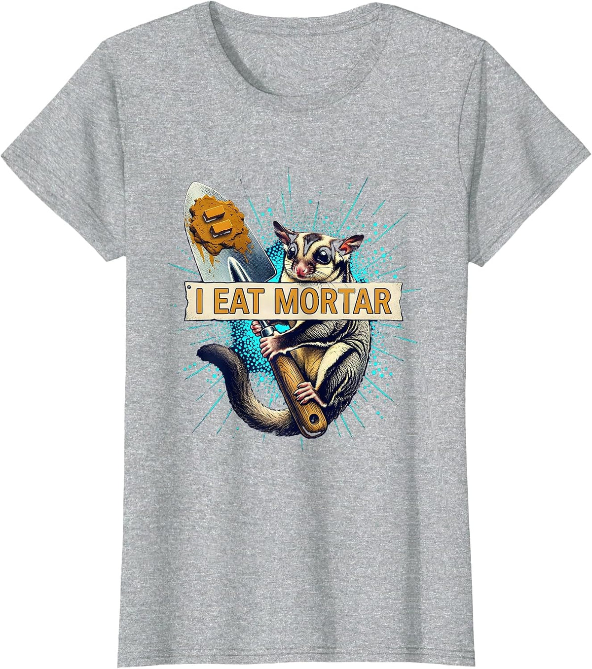 Women's I Eat Mortar Surreal Sugar Glider Funny Cat Meme Internet T-Shirt - Heather Grey