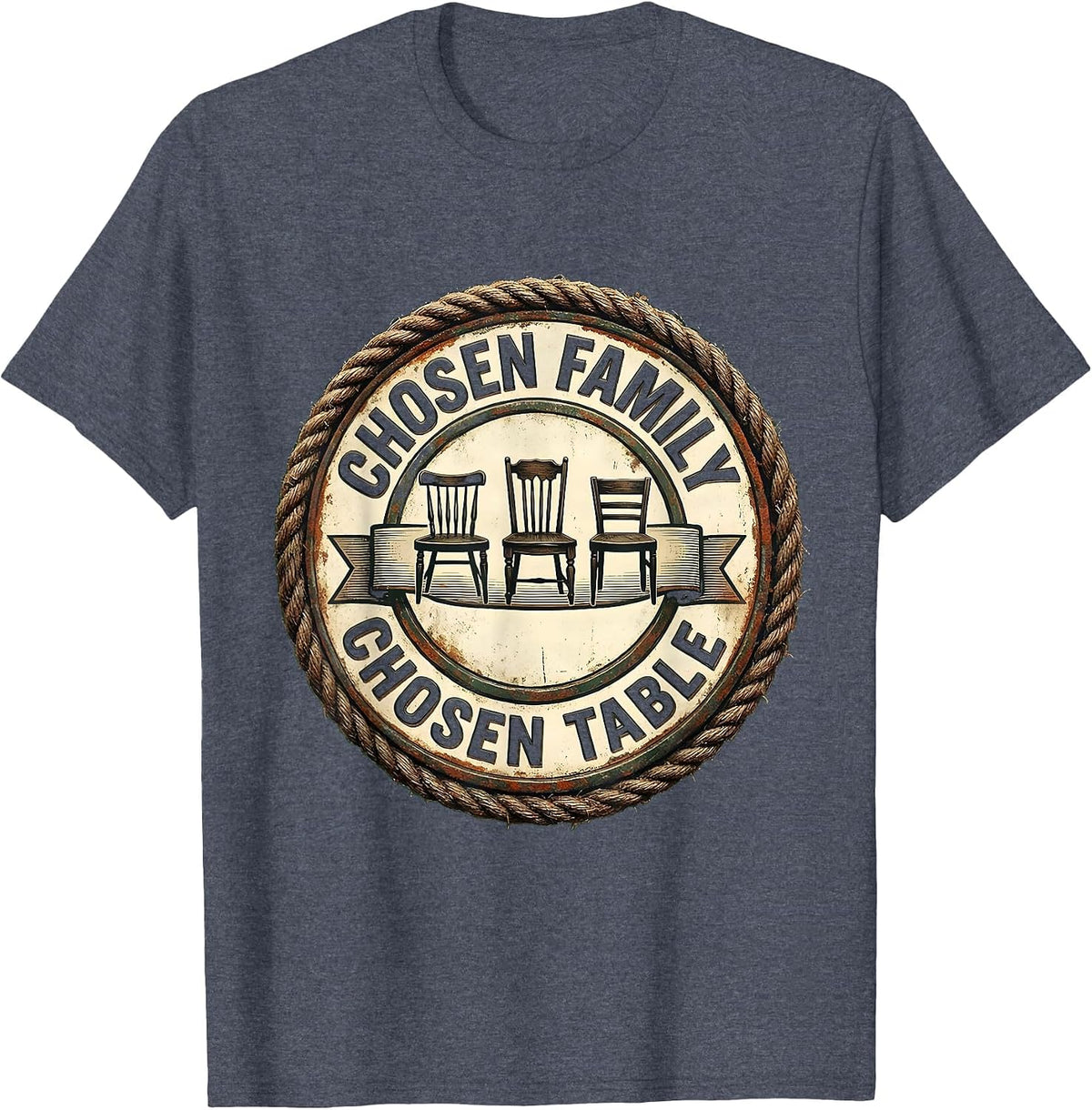 Chosen Family Chosen Table Vintage Friendsgiving Matching T-Shirt - Heather Blue