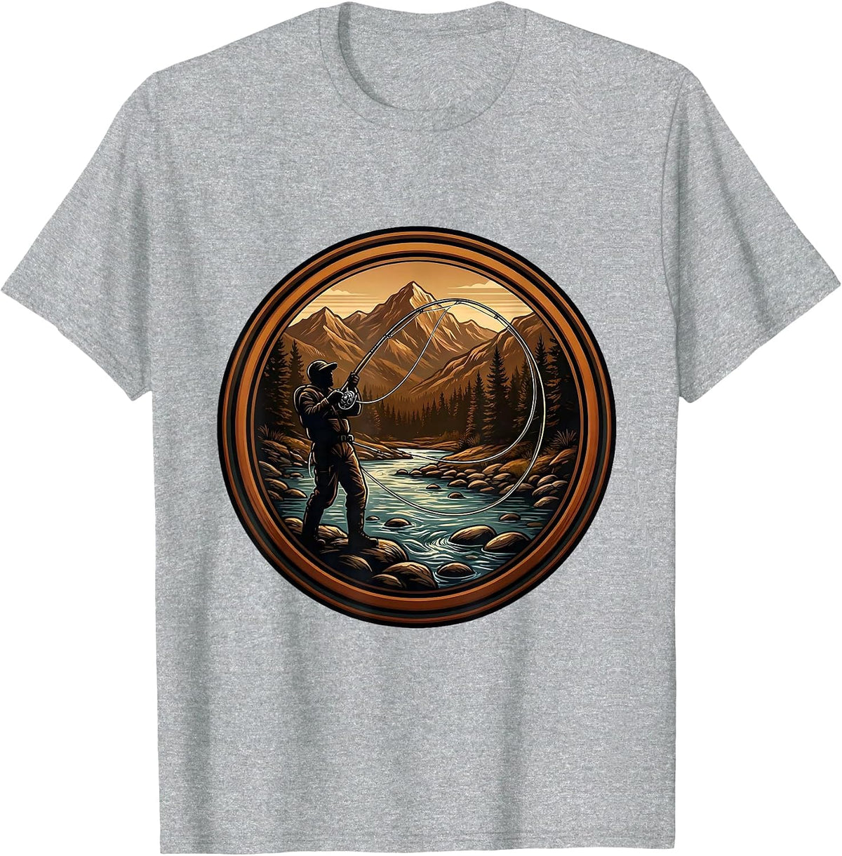 Men's Fly Fisherman Casting Wide Arc Loop Graphic T-Shirt - Heather Grey