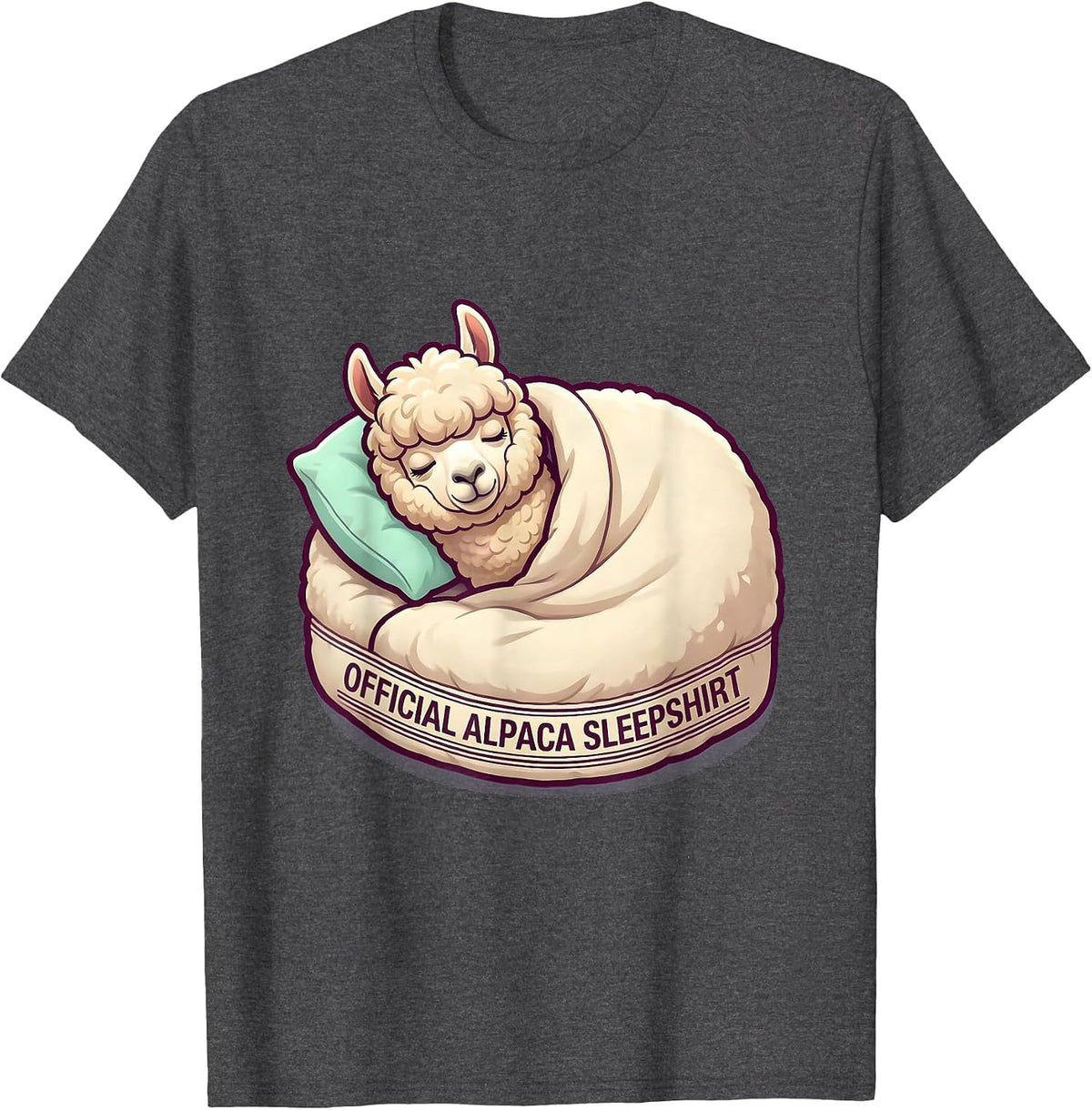 Official Alpaca Sleepshirt Cute Kawaii Animal Lover T-Shirt - Dark Heather Grey
