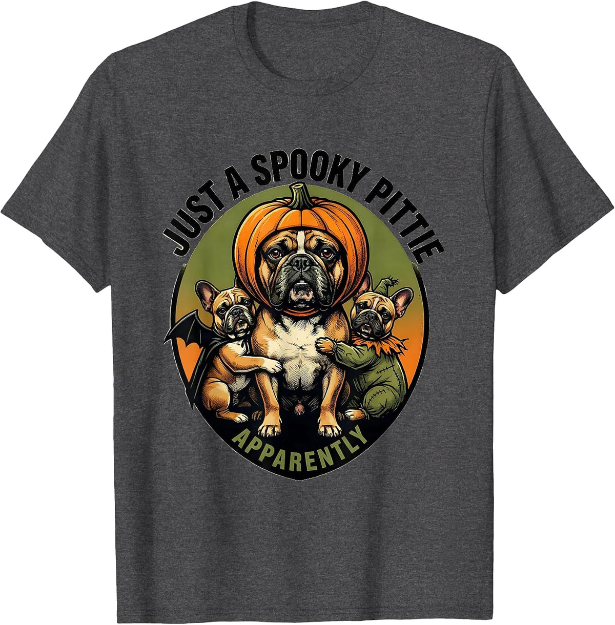 Men's Just A Spooky Pittie Apparently Funny Halloween Pitbull Dog T-Shirt - Dark Heather Grey