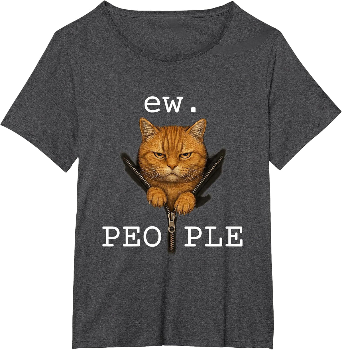 Funny Cat Shirts - Ew People Tabby Cat T-Shirt - Dark Heather Grey