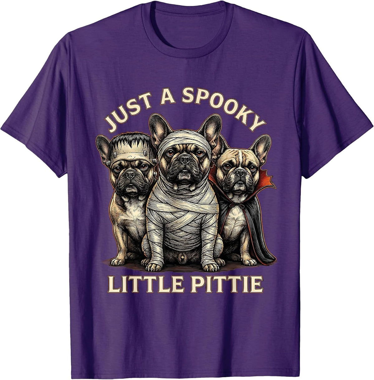 Men's Just A Spooky Little Pittie Funny Halloween Pitbull Dog T-Shirt - Purple