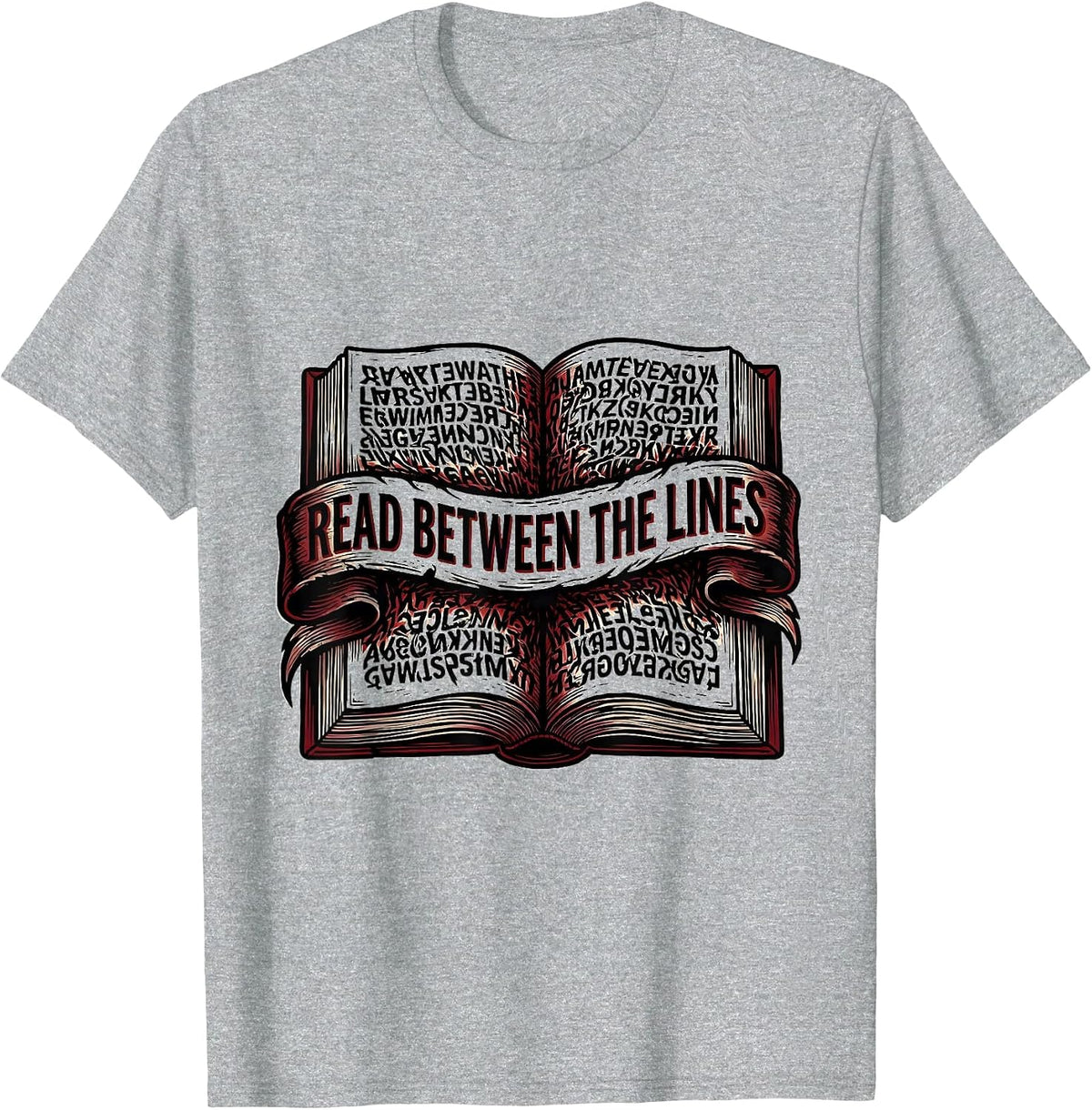 Men's Read Between The Lines Dyslexia Awareness Design T-Shirt - Heather Grey