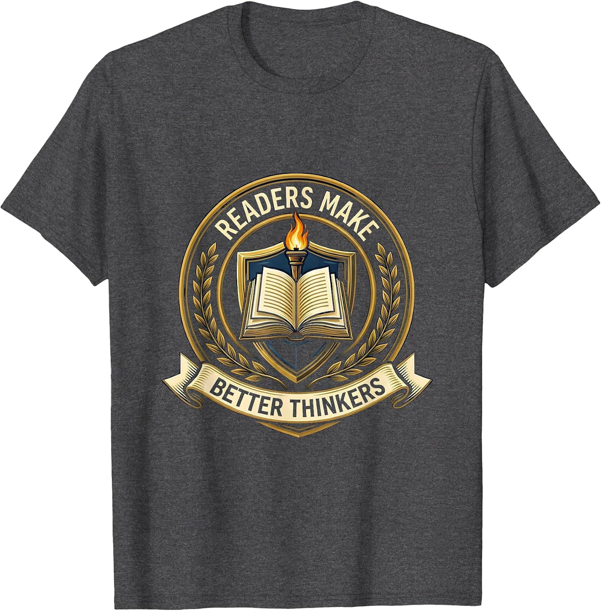 Men's Readers Make Better Thinkers Book Lover Design T-Shirt - Dark Heather Grey