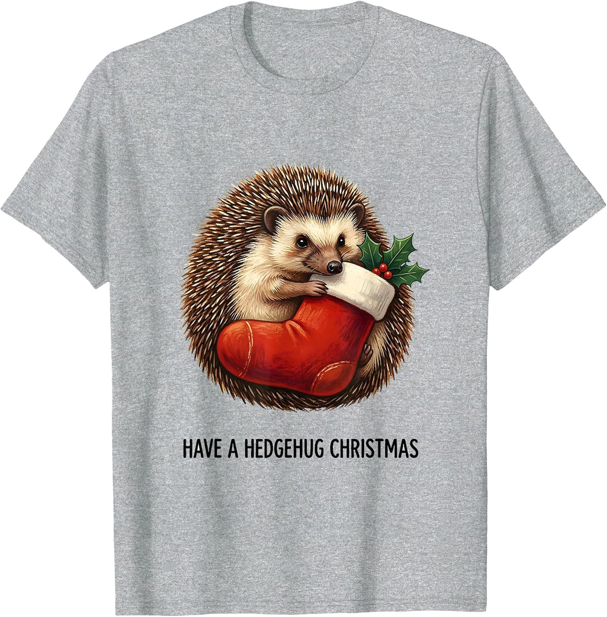 Men's Have A Hedgehug Christmas Cute Hedgehog Animal Lover Holiday T-Shirt - Heather Grey