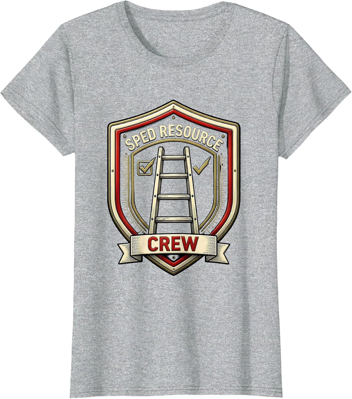 Women's SPED Resource Crew Emblem Special Education Teacher Staff T-Shirt - Heather Grey