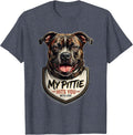 My Pittie Hits You With Love Funny Pit Bull Dog Lover Gift T-Shirt - Heather Blue