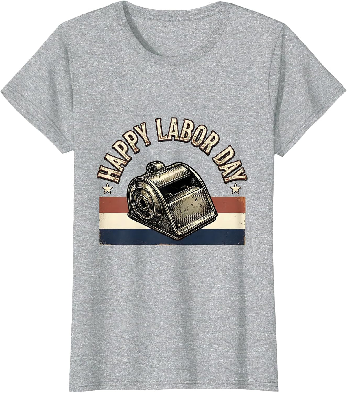 Women's Happy Labor Day Vintage Patriotic Union Pride Holiday T-Shirt - Heather Grey