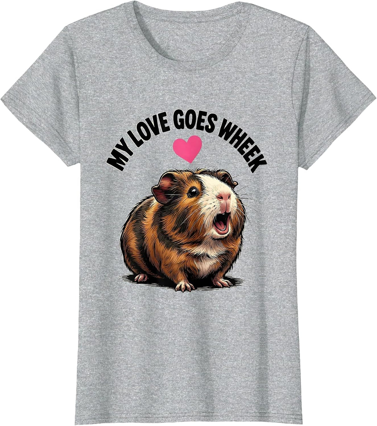 My Love Goes Wheek Cute Guinea Pig Lover Cartoon Humor T-Shirt - Heather Grey