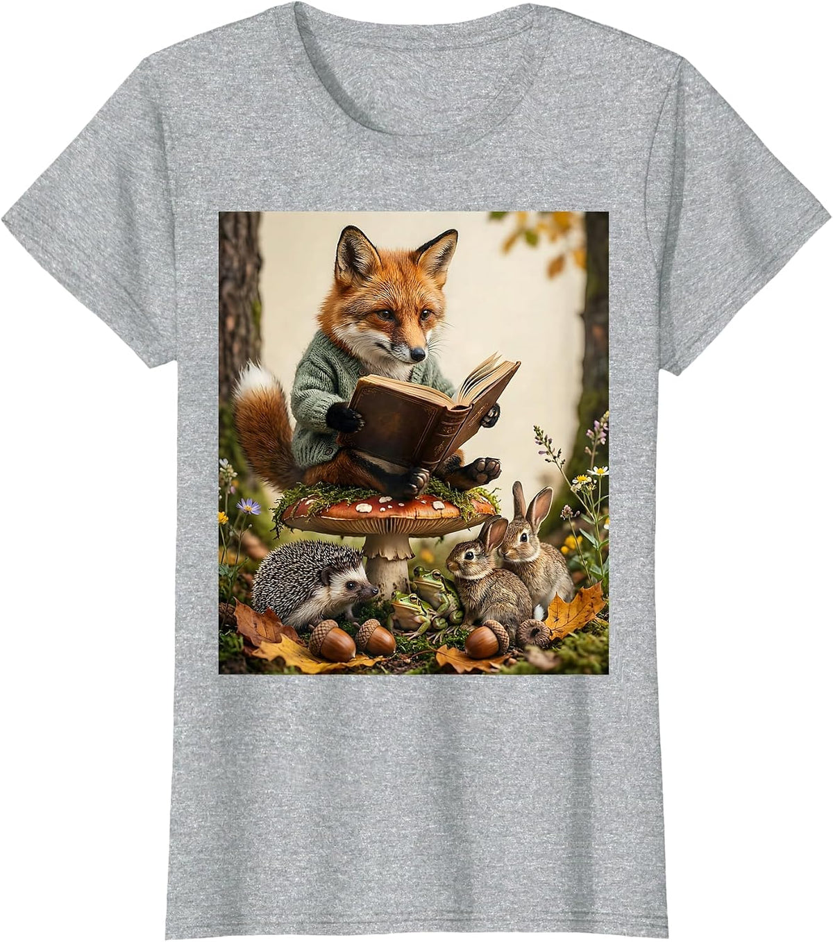 Preschool Teacher Reading to Children Illustration T-Shirt - Heather Grey