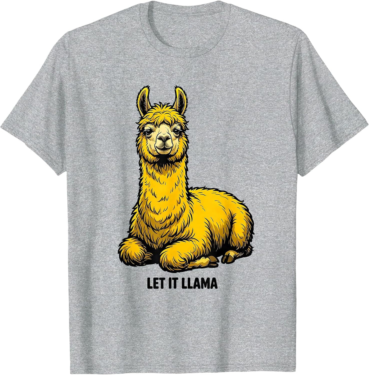 Men's Let It Llama Funny Llama Alpaca Novelty Humor Casual Wear T-Shirt - Heather Grey