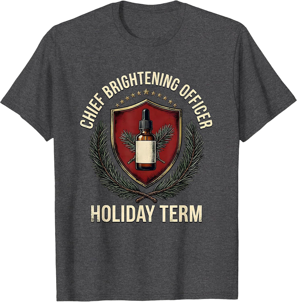 Chief Brightening Officer, Holiday Term Esthetician T-Shirt - Dark Heather Grey