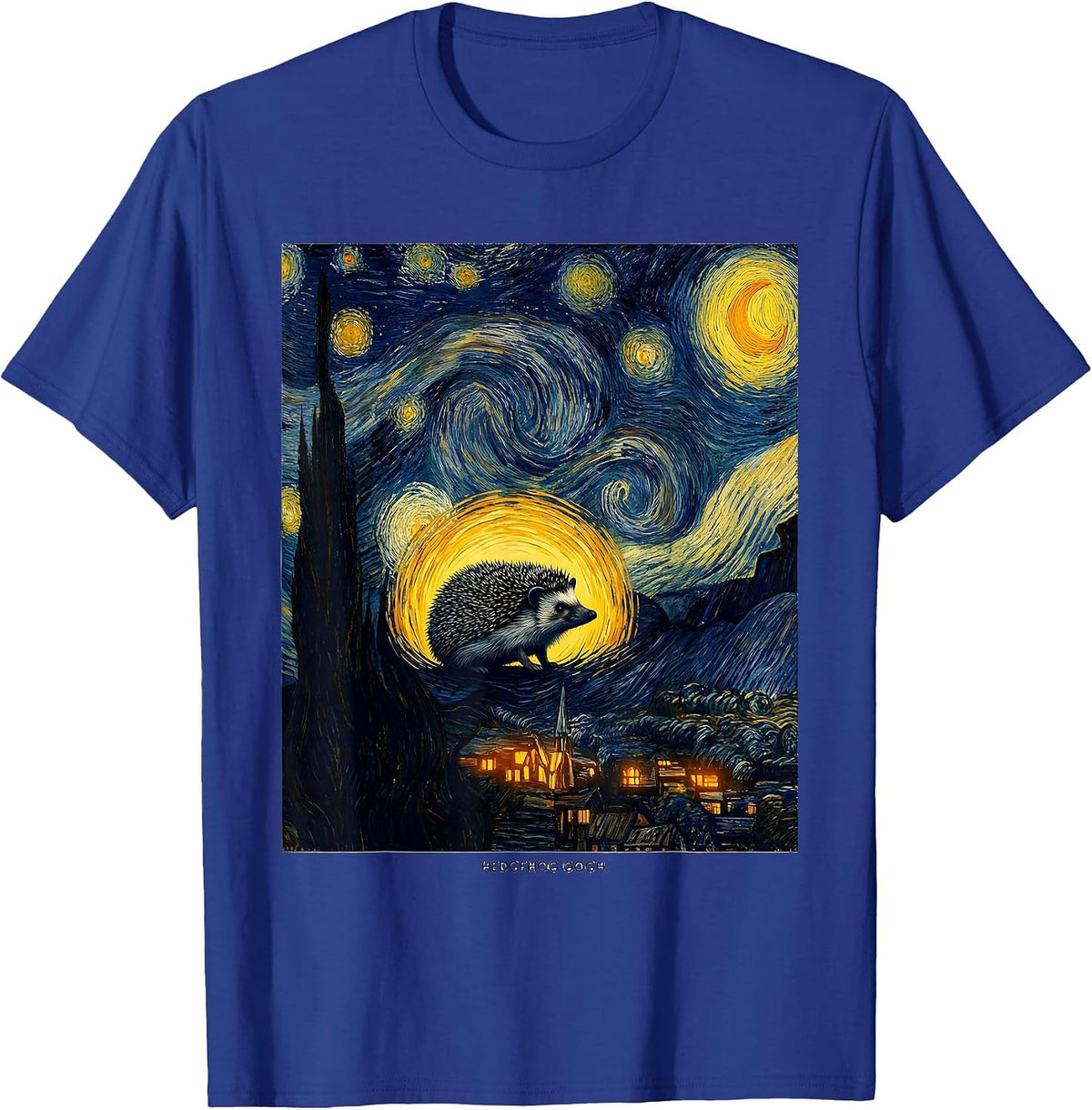 Men's Hedgehog Gogh Whimsical Van Gogh Art Lover Pet Owner Gift T-Shirt - Royal Blue