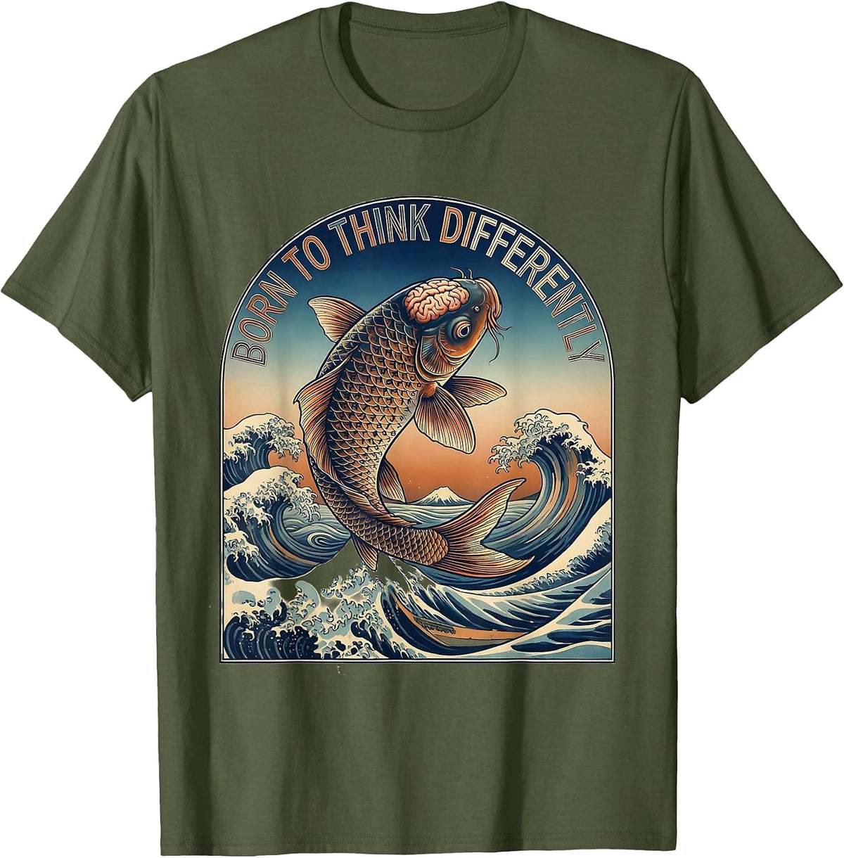 Men's Born to Think Differently Dyslexia Awareness T-Shirt - Olive Green