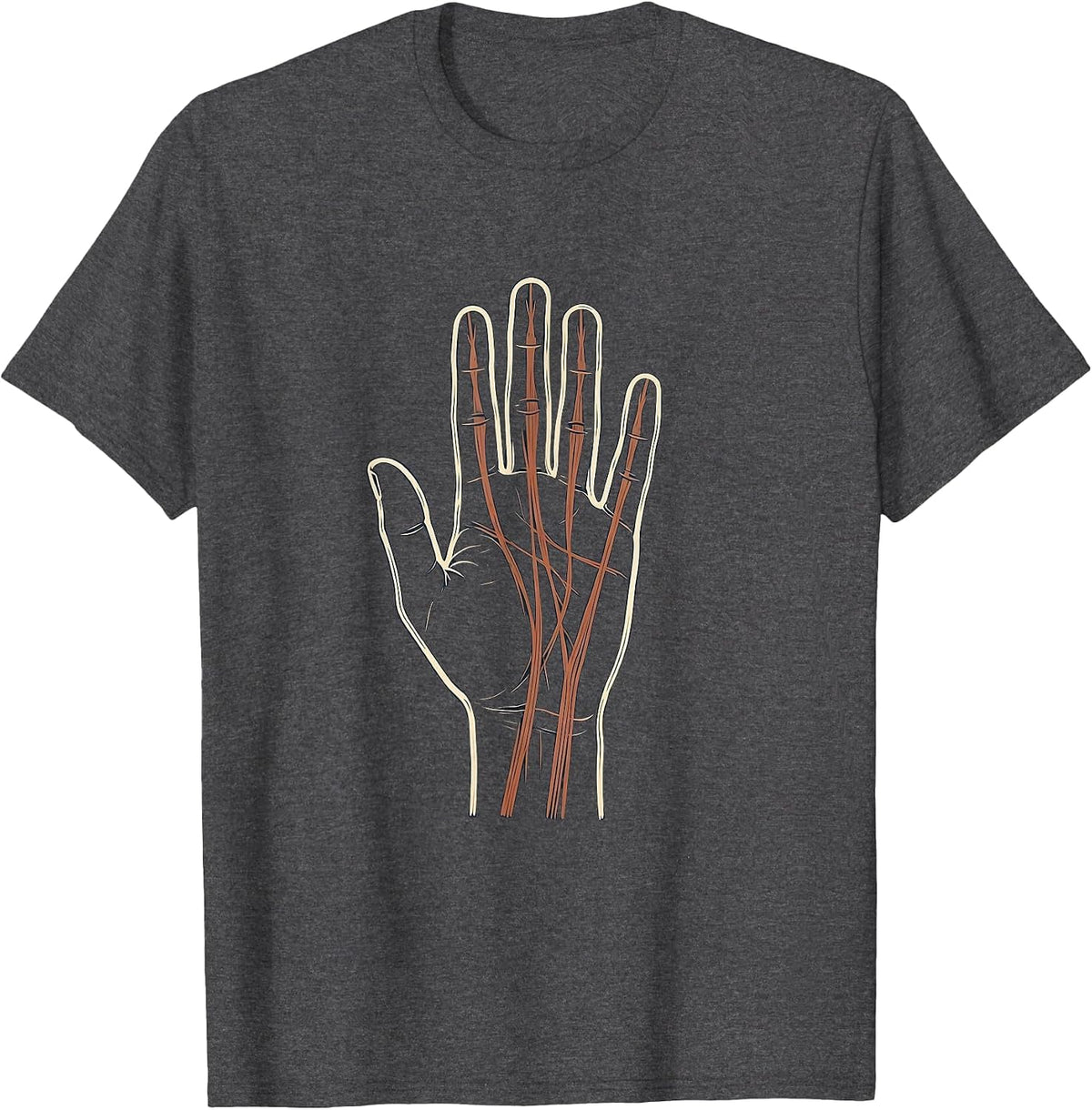 Hand Anatomy Tendon Illustration Occupational Therapy T-Shirt - Dark Heather Grey