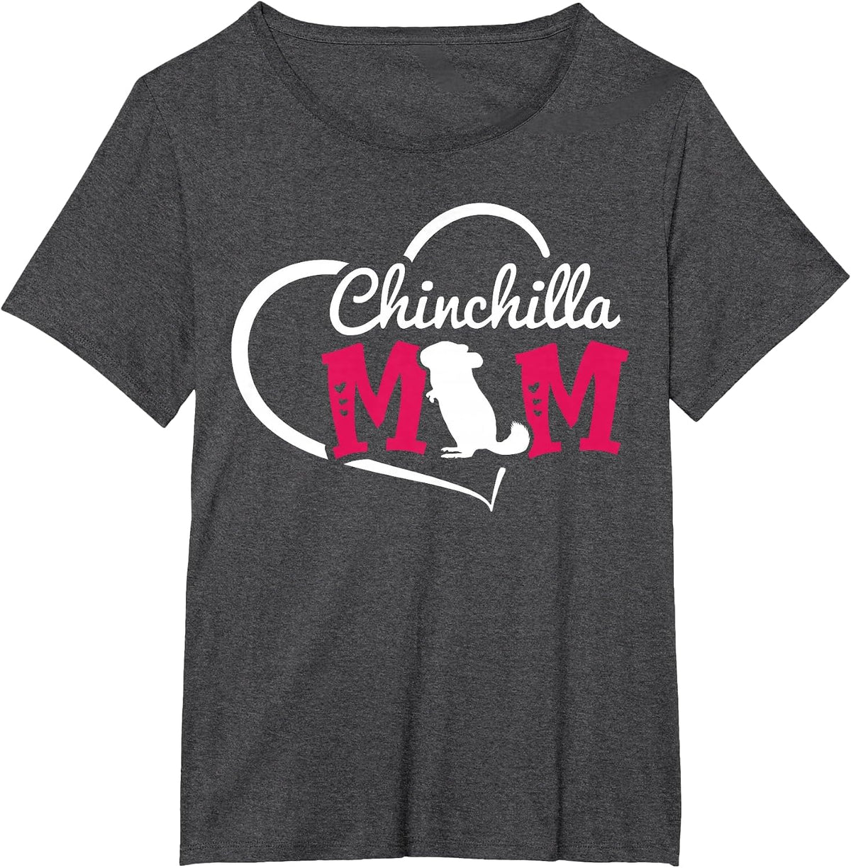 Cute Chinchilla Mom Chinchilla Heart T-Shirt - Dark Heather Grey