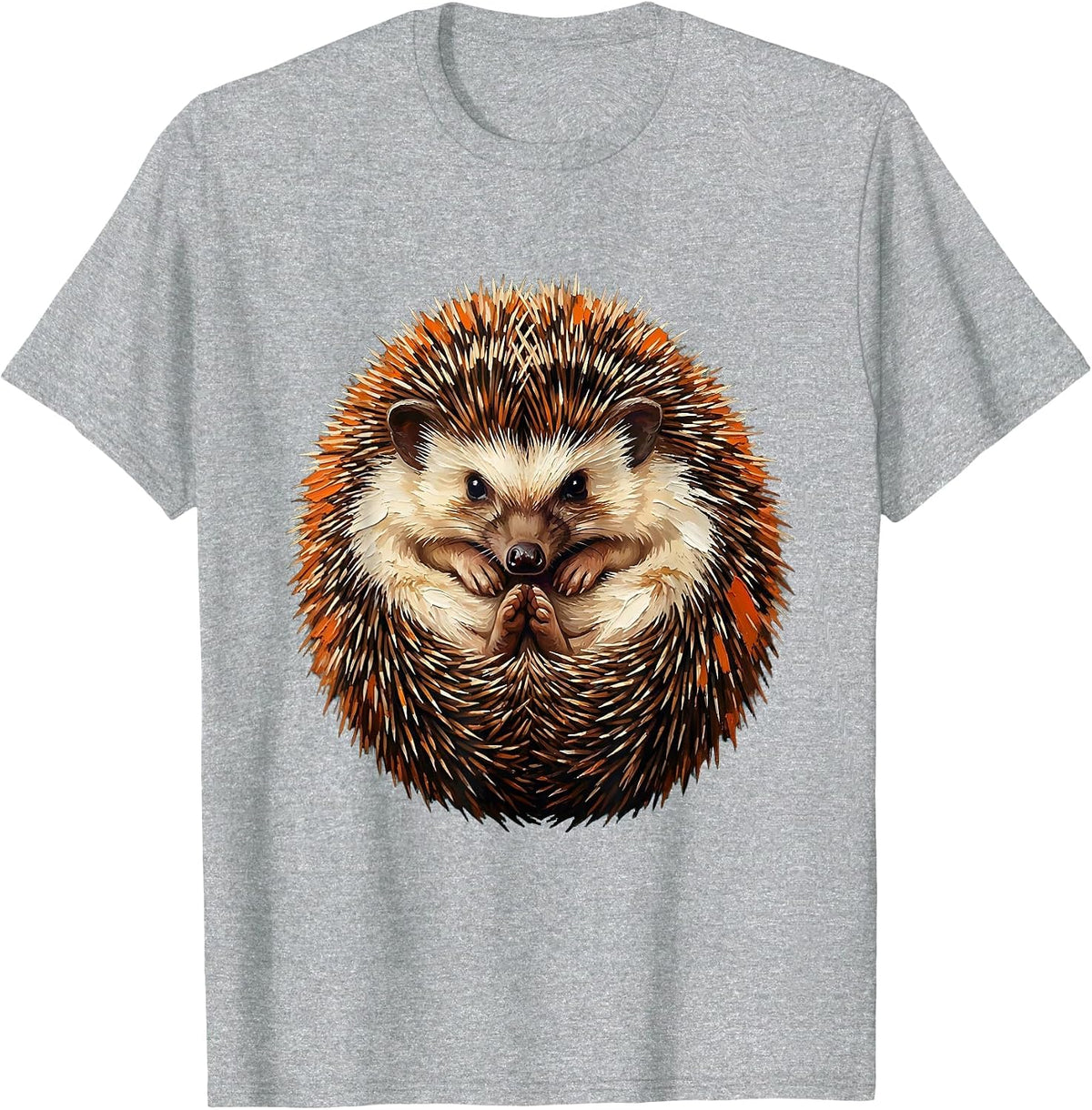Men's Curled Hedgehog Cute Animal Lover Novelty Humor T-Shirt - Heather Grey
