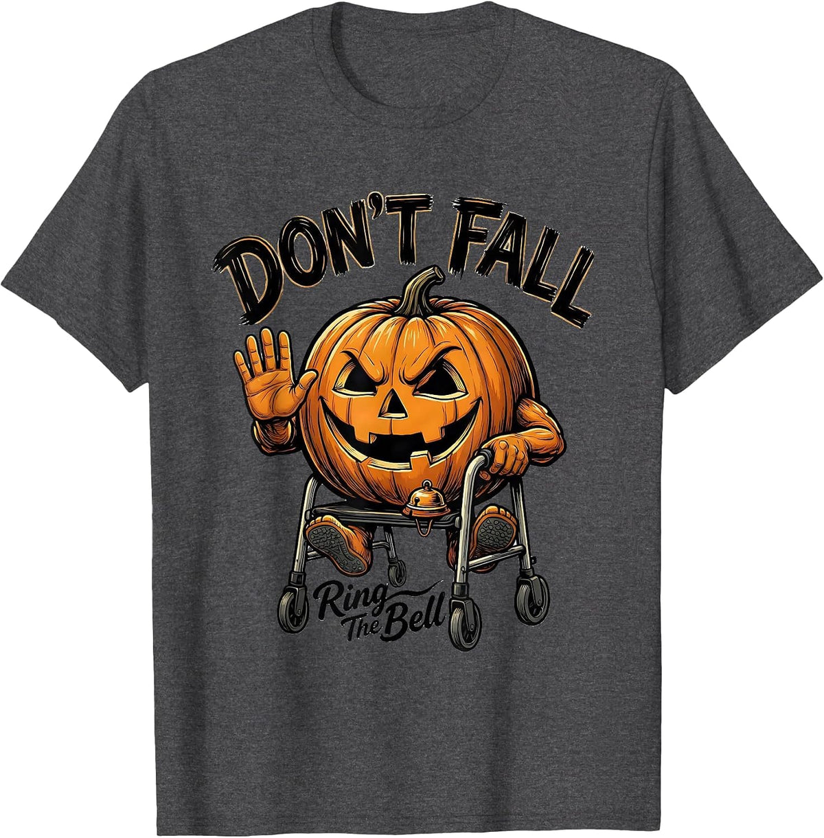 Men's Don't Fall Ring The Bell Funny Nurse Physical Therapy T-Shirt - Dark Heather Grey