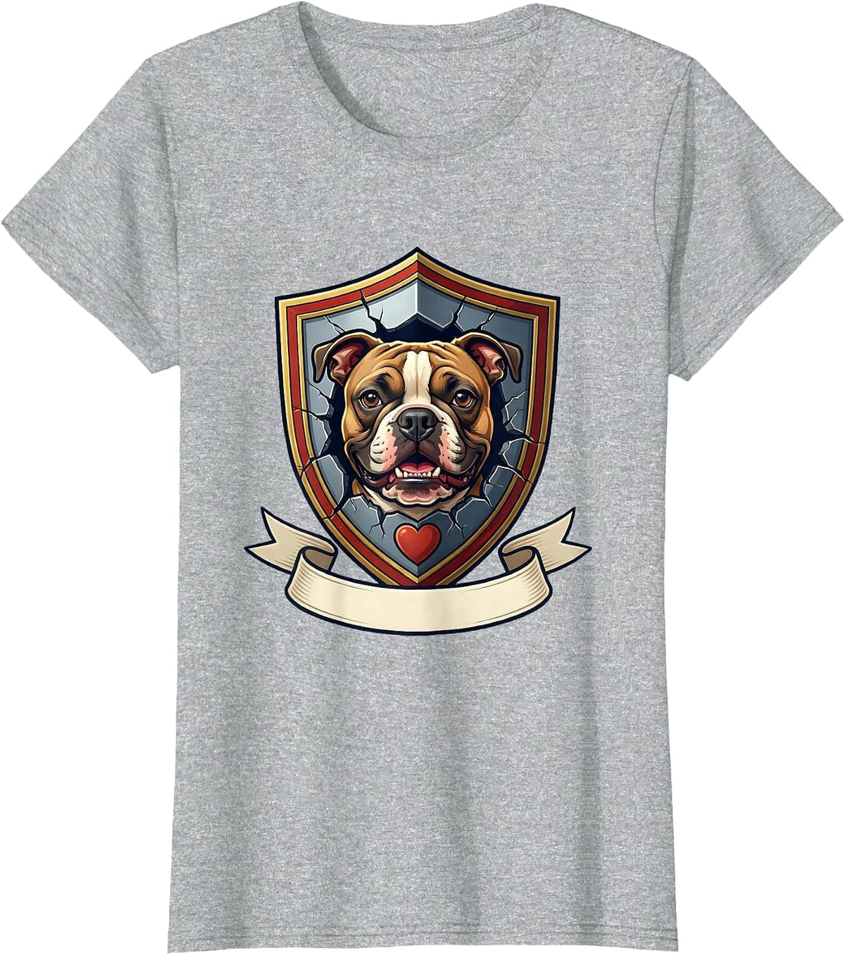 Women's Pittie Crest Pit Bull Dog Lover Mom Humor T-Shirt - Heather Grey