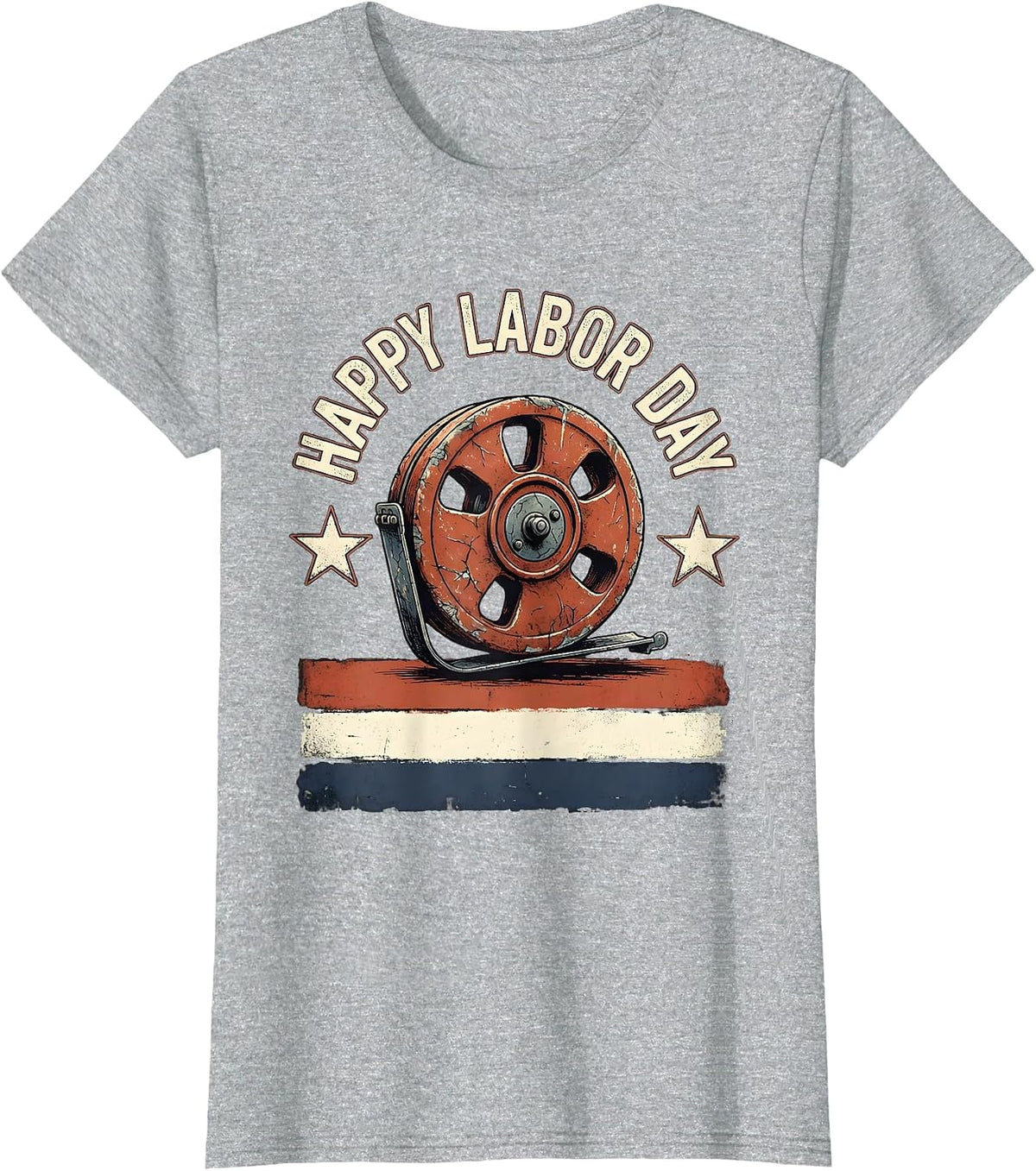 Women's Happy Labor Day Distressed Patriotic Union Worker Pride T-Shirt - Heather Grey