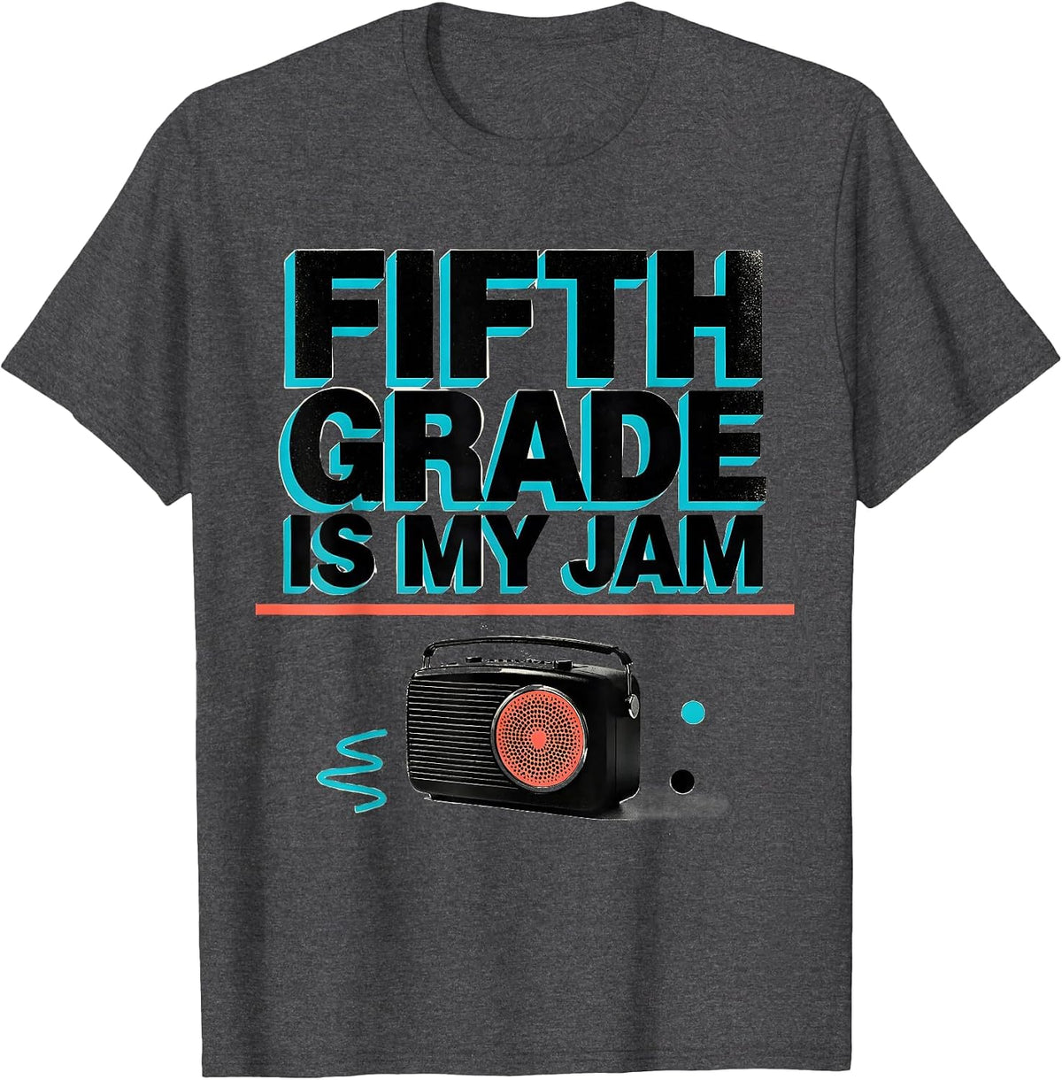 Men's Fifth Grade Is My Jam Retro Memphis Postmodern Back T-Shirt - Dark Heather Grey