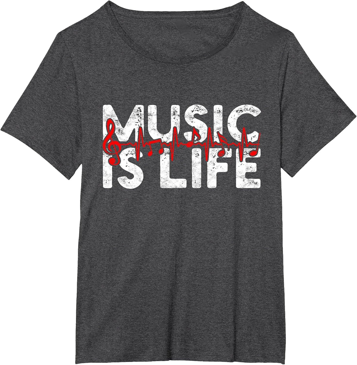 Music is Life T-Shirt - Dark Heather Grey