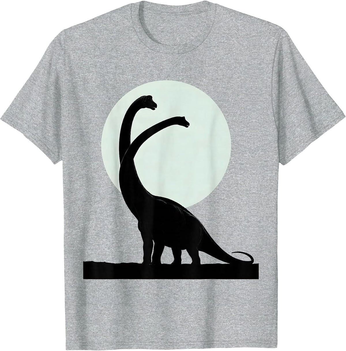 Men's Diplodocus Full Moon Night Sky Dinosaur T-Shirt - Heather Grey