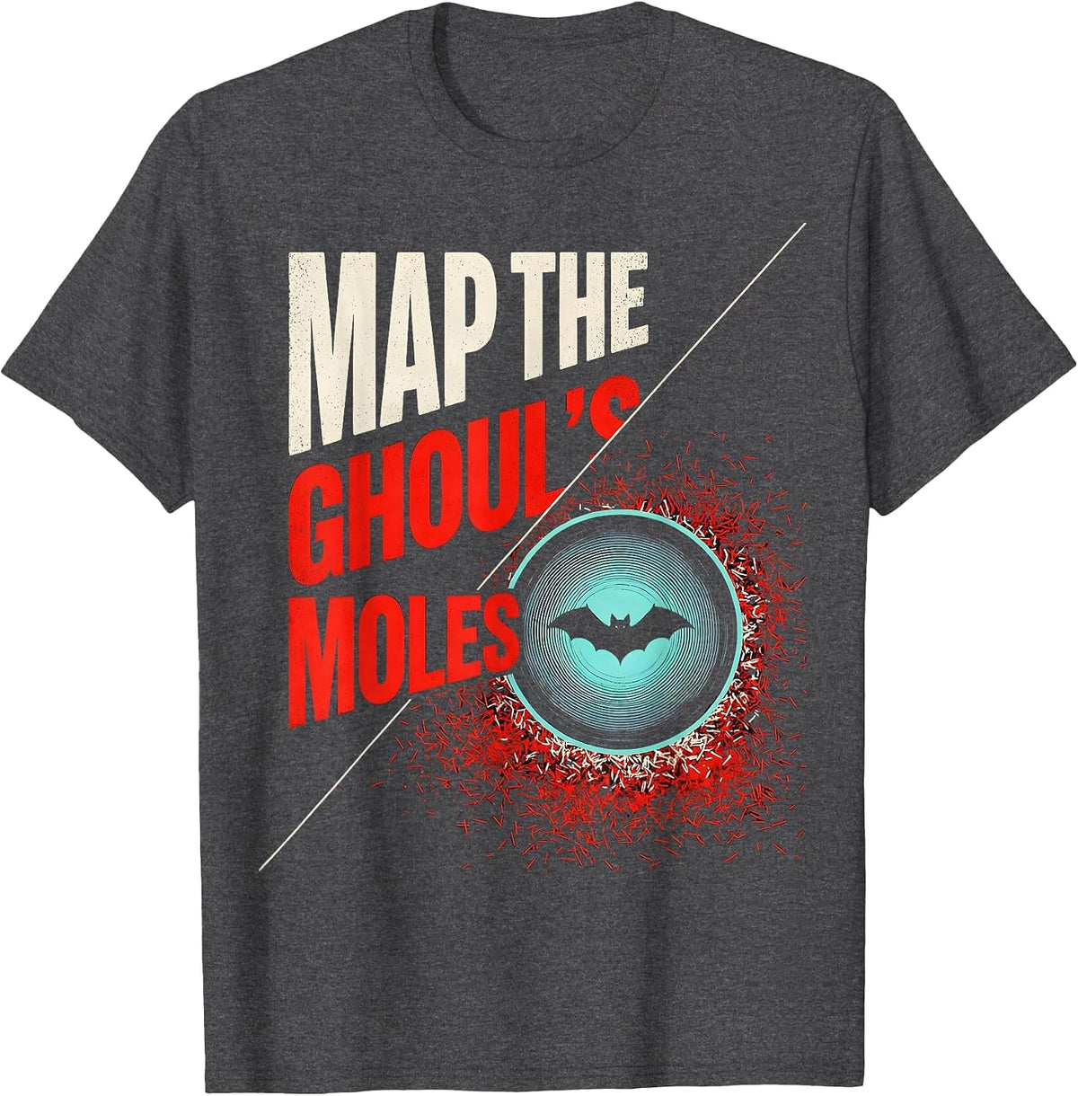 Map The Ghoul's Moles New Wave Dermatology Halloween Humor T-Shirt - Dark Heather Grey