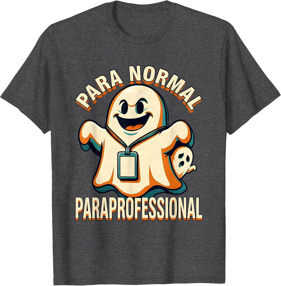 Men's Para Normal Paraprofessional Ghost Halloween SpEd Teacher T-Shirt - Dark Heather Grey
