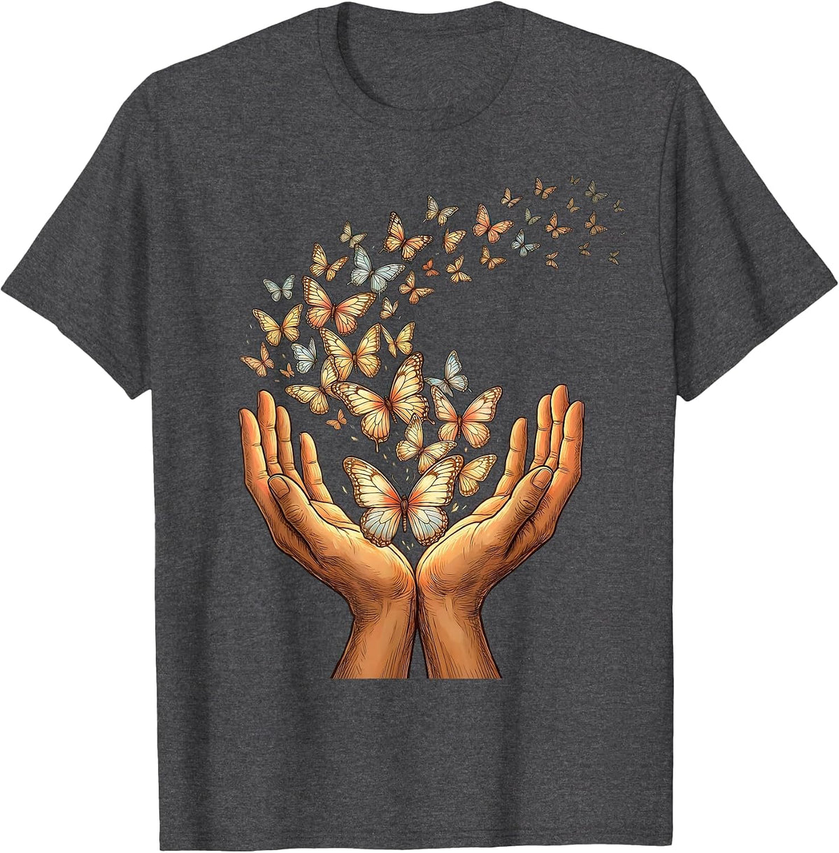 Men's Down Syndrome Awareness Butterfly Release Design T-Shirt - Dark Heather Grey
