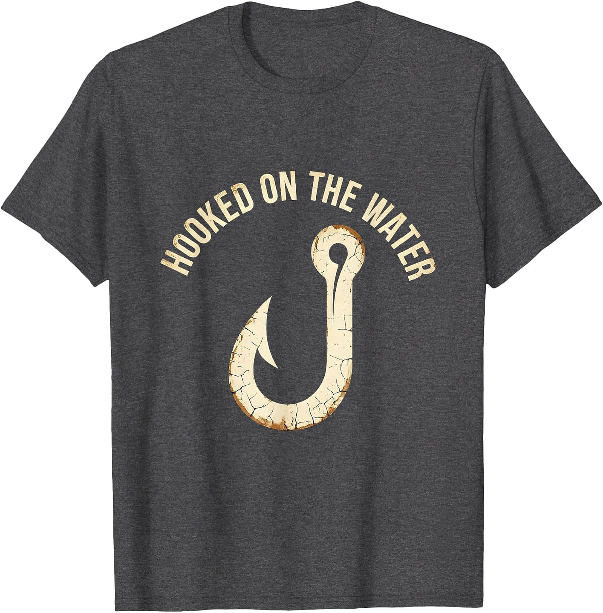 Hooked on the Water Fishing Reel Life Design T-Shirt - Dark Heather Grey