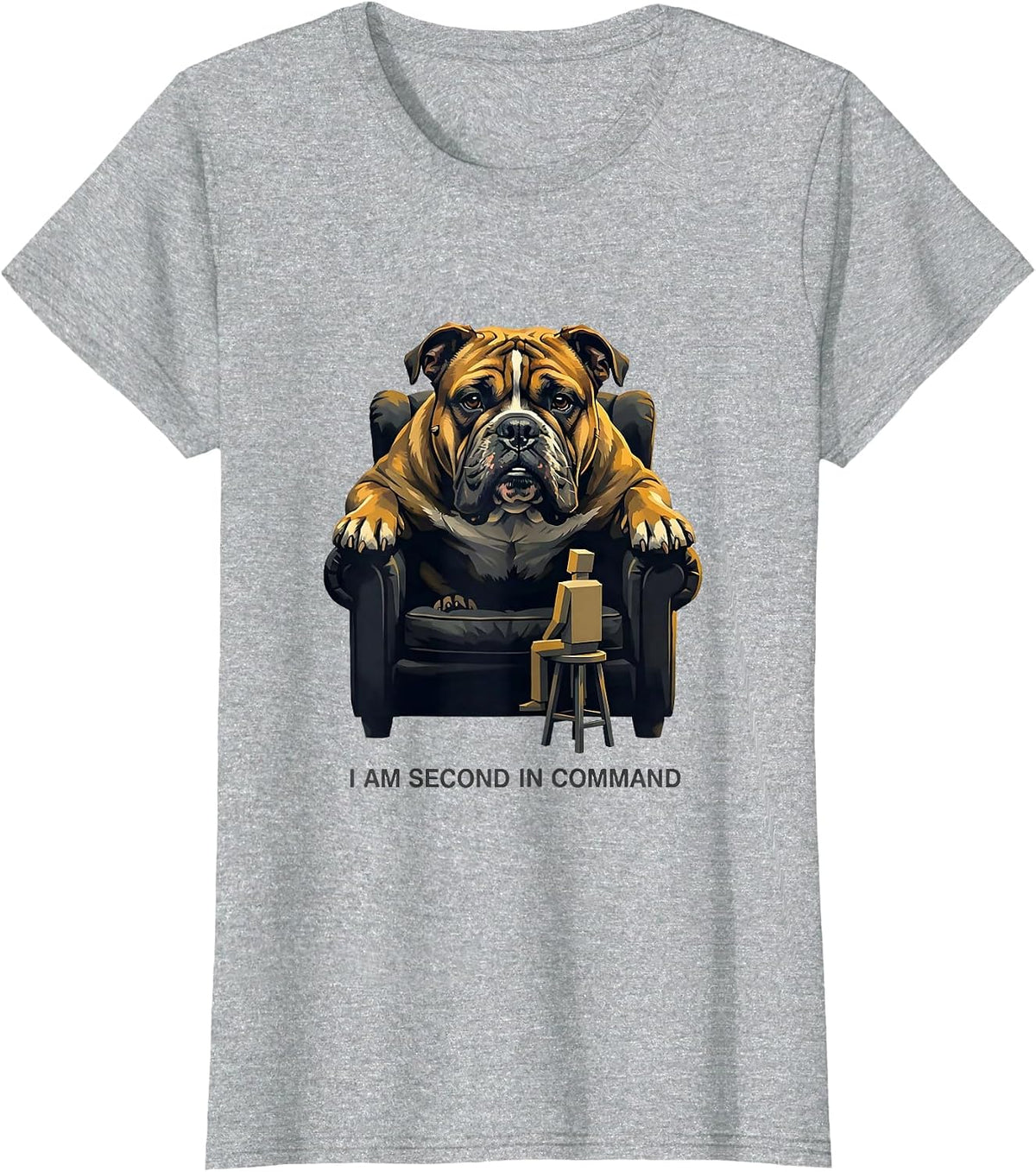 Women's I Am Second In Command Funny Pitbull Dog Mom Humor T-Shirt - Heather Grey