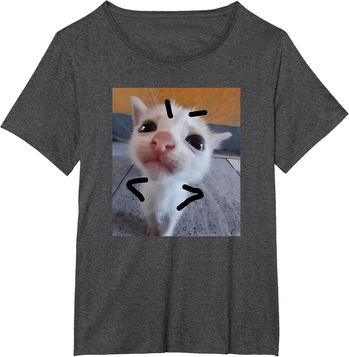 Judgy Kitty Funny Cat Lover Angry Kitten Meme Cute Graphic T-Shirt - Dark Heather Grey