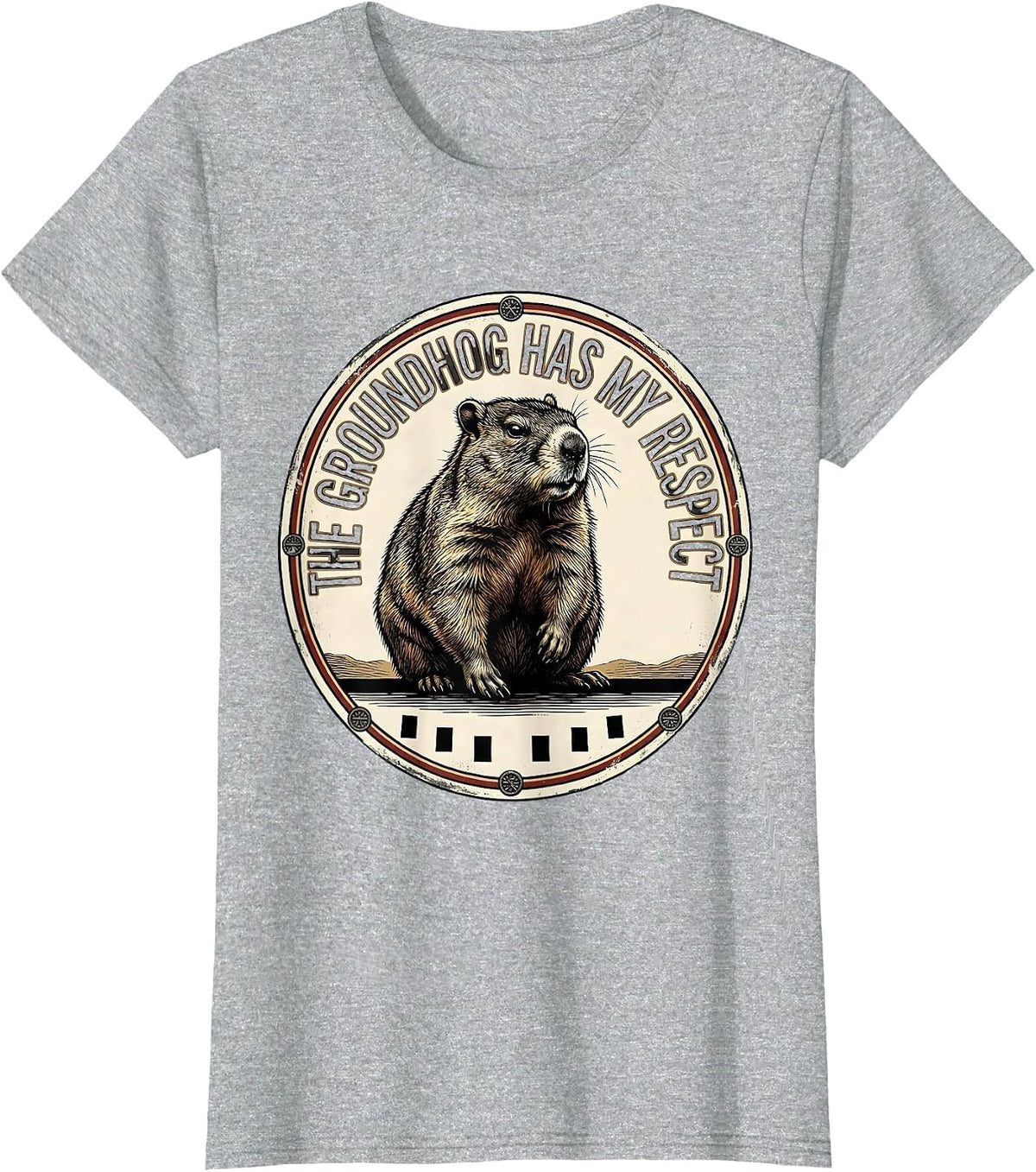 Women's The Groundhog Has My Respect Vintage Funny Groundhog Day T-Shirt - Heather Grey