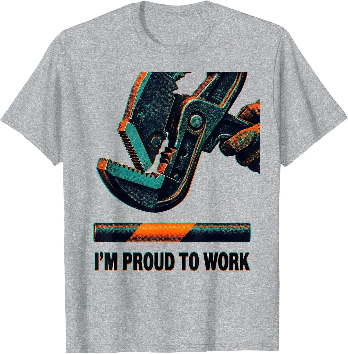 Men's I'm Proud To Work Risograph Union Labor Day Skilled Trade T-Shirt - Heather Grey