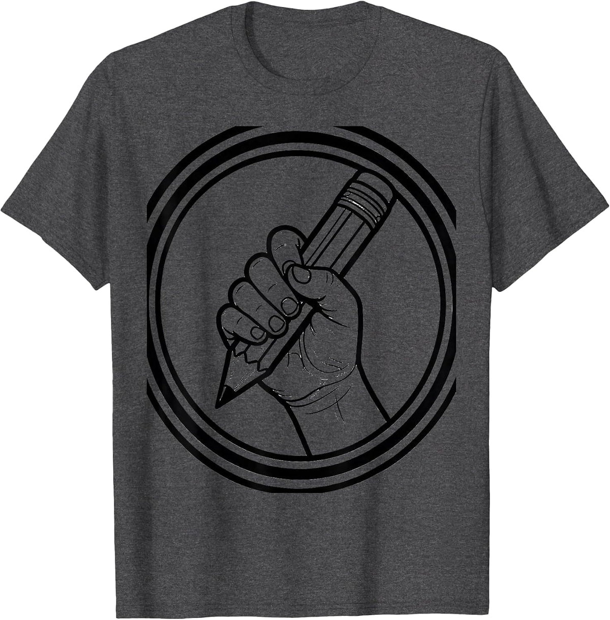 Men's Occupational Therapy Pencil Grip Child Illustration T-Shirt - Dark Heather Grey