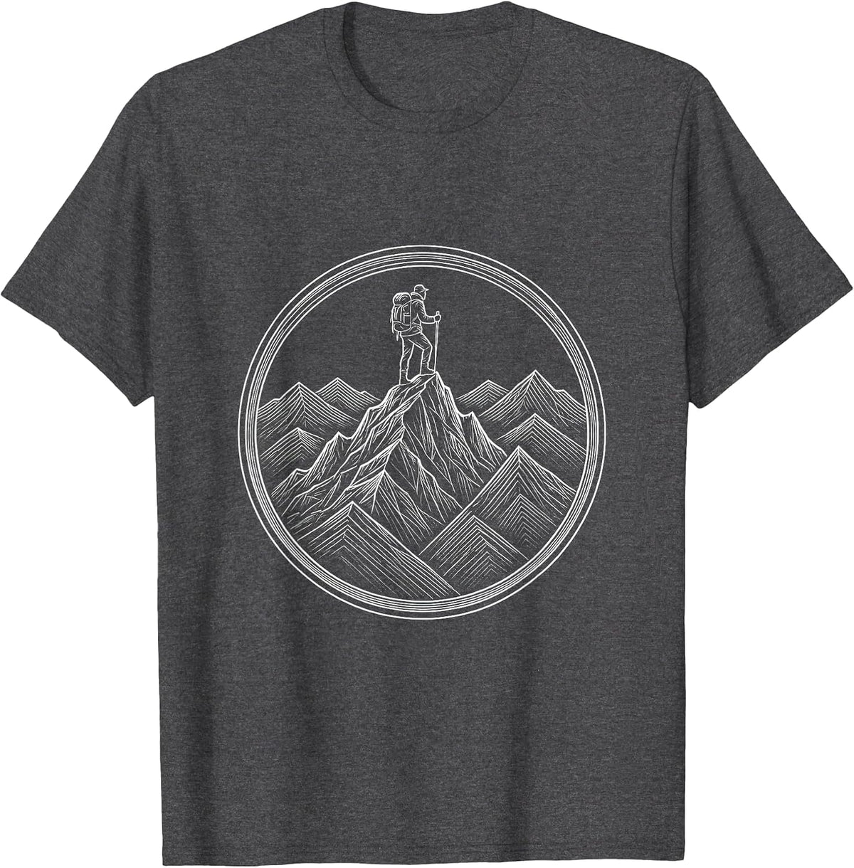 Trailblazer Mountain Peak Hiker Silhouette T-Shirt - Dark Heather Grey