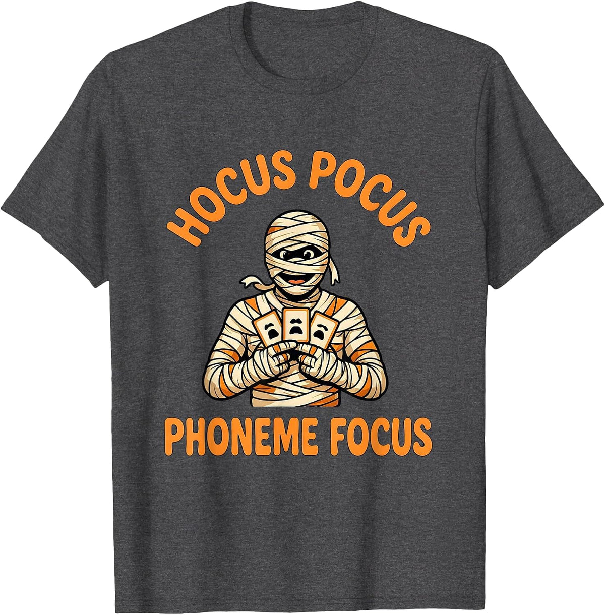 Men's Hocus Pocus Phoneme Focus Funny Speech Therapy SLP Teacher T-Shirt - Dark Heather Grey