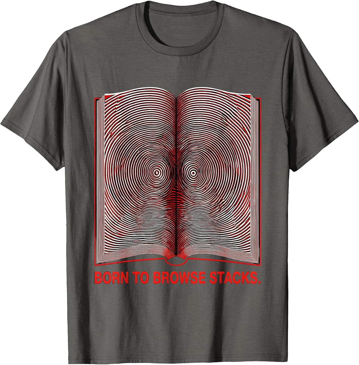 Men's Born to Browse Stacks Library Lover Design T-Shirt - Asphalt Grey