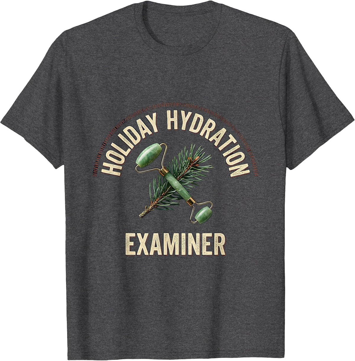 Holiday Hydration Examiner Vintage Esthetician Dermatology T-Shirt - Dark Heather Grey