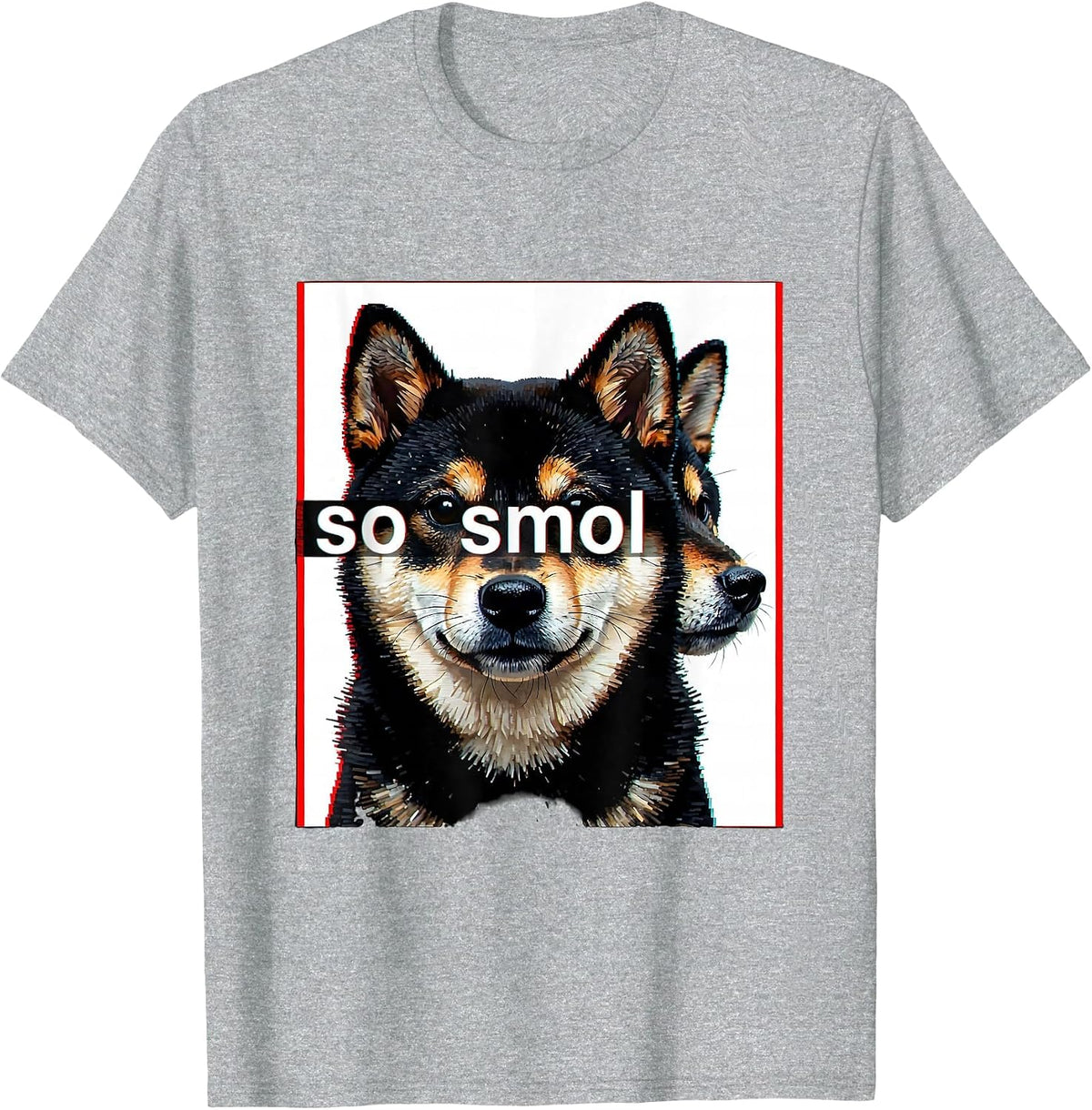 Men's so smol Kawaii Shiba Inu Dog Lover Meme Humor T-Shirt - Heather Grey