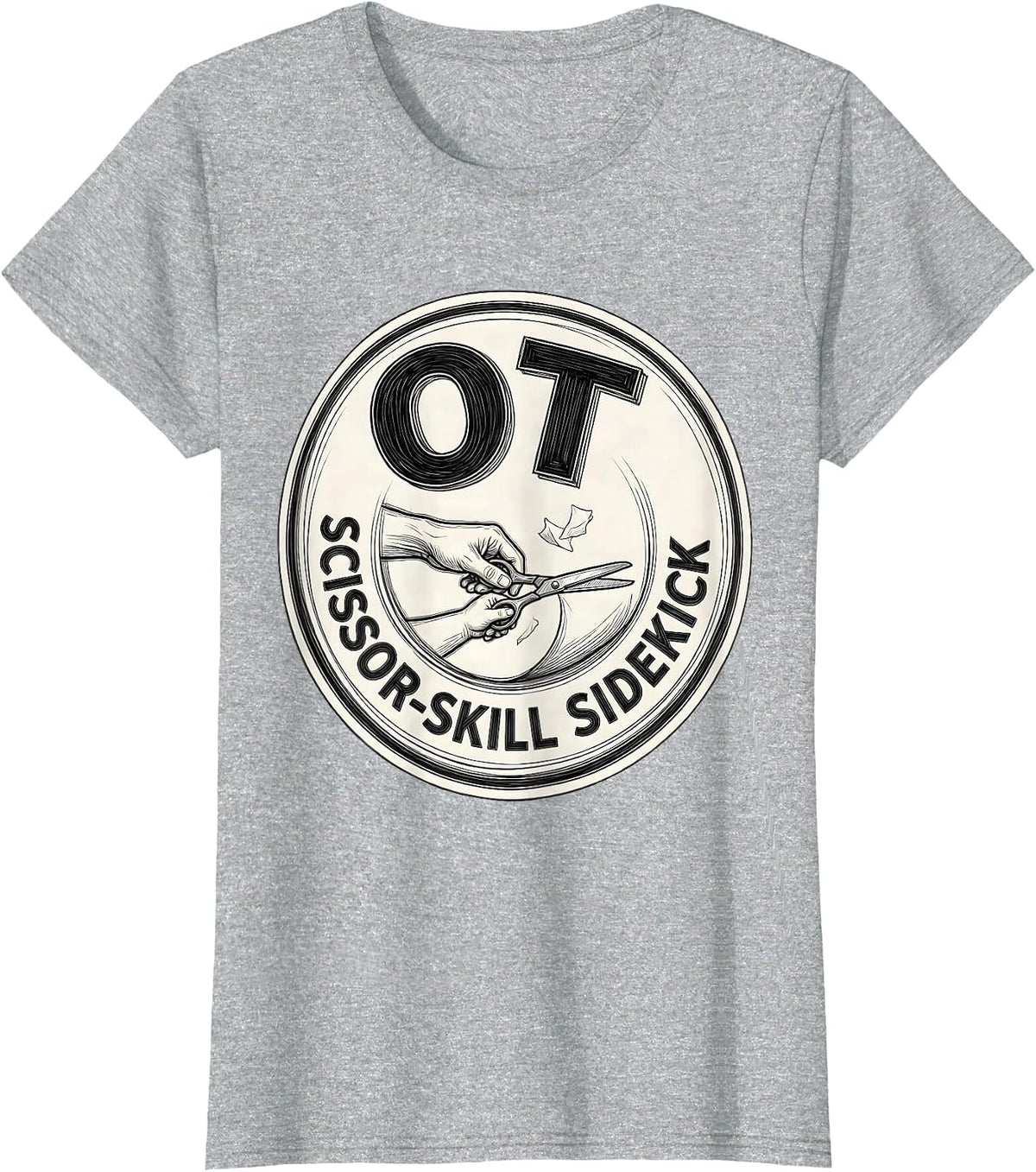 OT, Scissor-Skill Sidekick Occupational Therapy Pediatric T-Shirt - Heather Grey