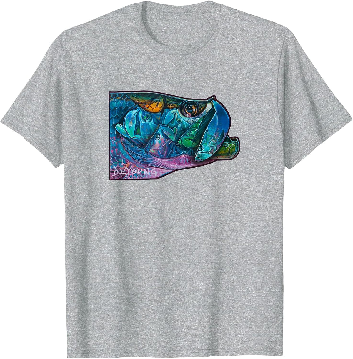 Tarpon Kaleidoscope Saltwater Fly Fishing T-Shirt - Heather Grey