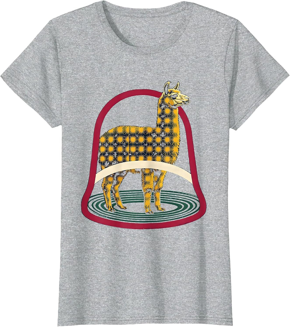 Llama Bell Starburst Christmas Funny Alpaca Lover Humor T-Shirt - Heather Grey