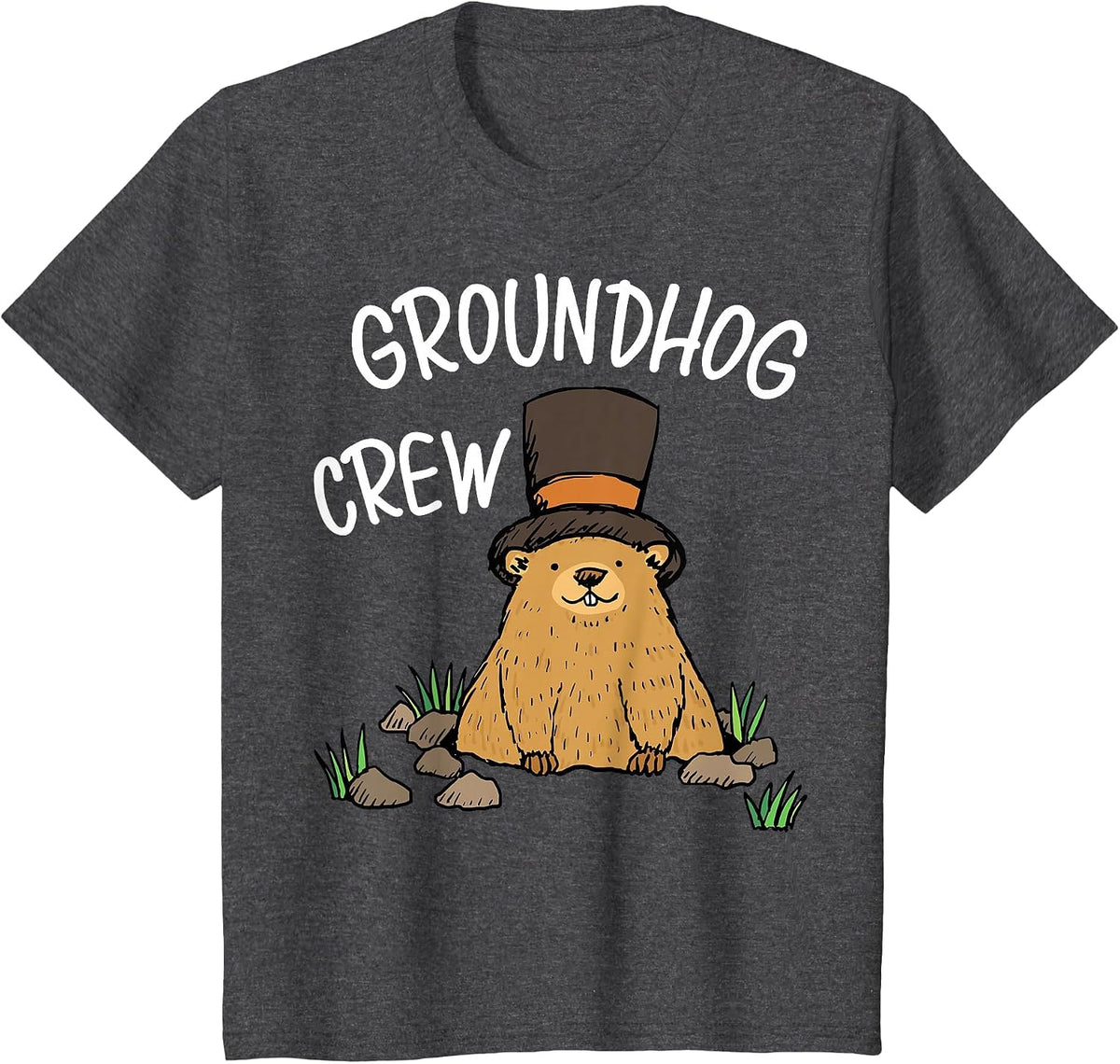 Funny Groundhog Day Groundhog Crew for Kids T-Shirt - Dark Heather Grey