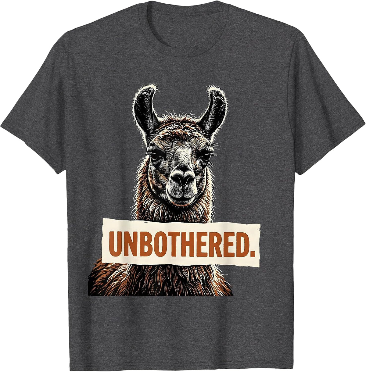 Men's Unbothered Llama Alpaca Funny Animal Lover Humor T-Shirt - Dark Heather Grey